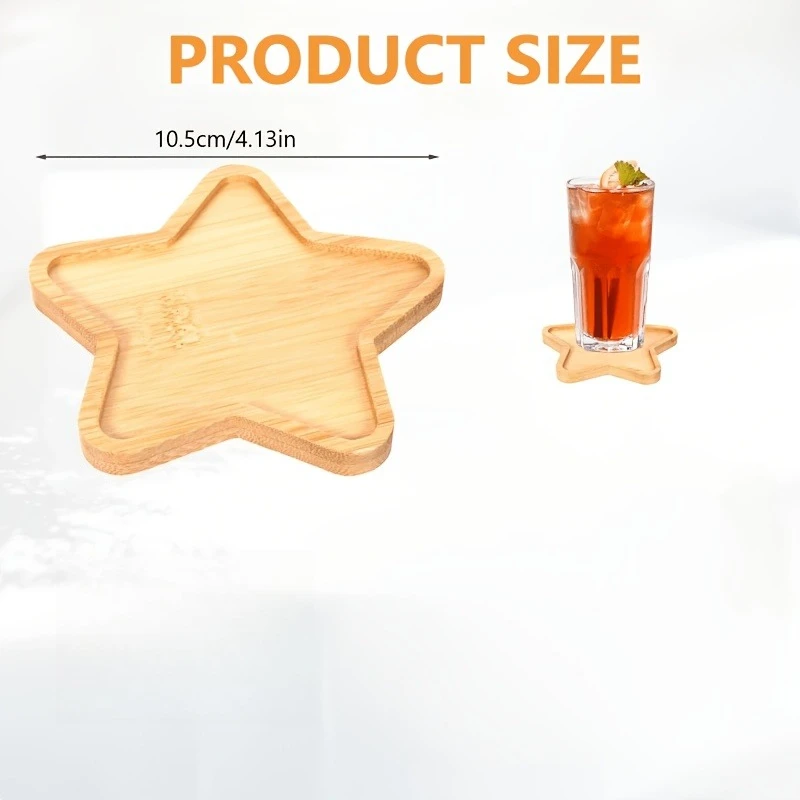 10.5CM Bamboo Star Shaped Wooden Tray Natural Wooden Pentagram Storage Organizer for Jewelry Display Home Decor Crafts