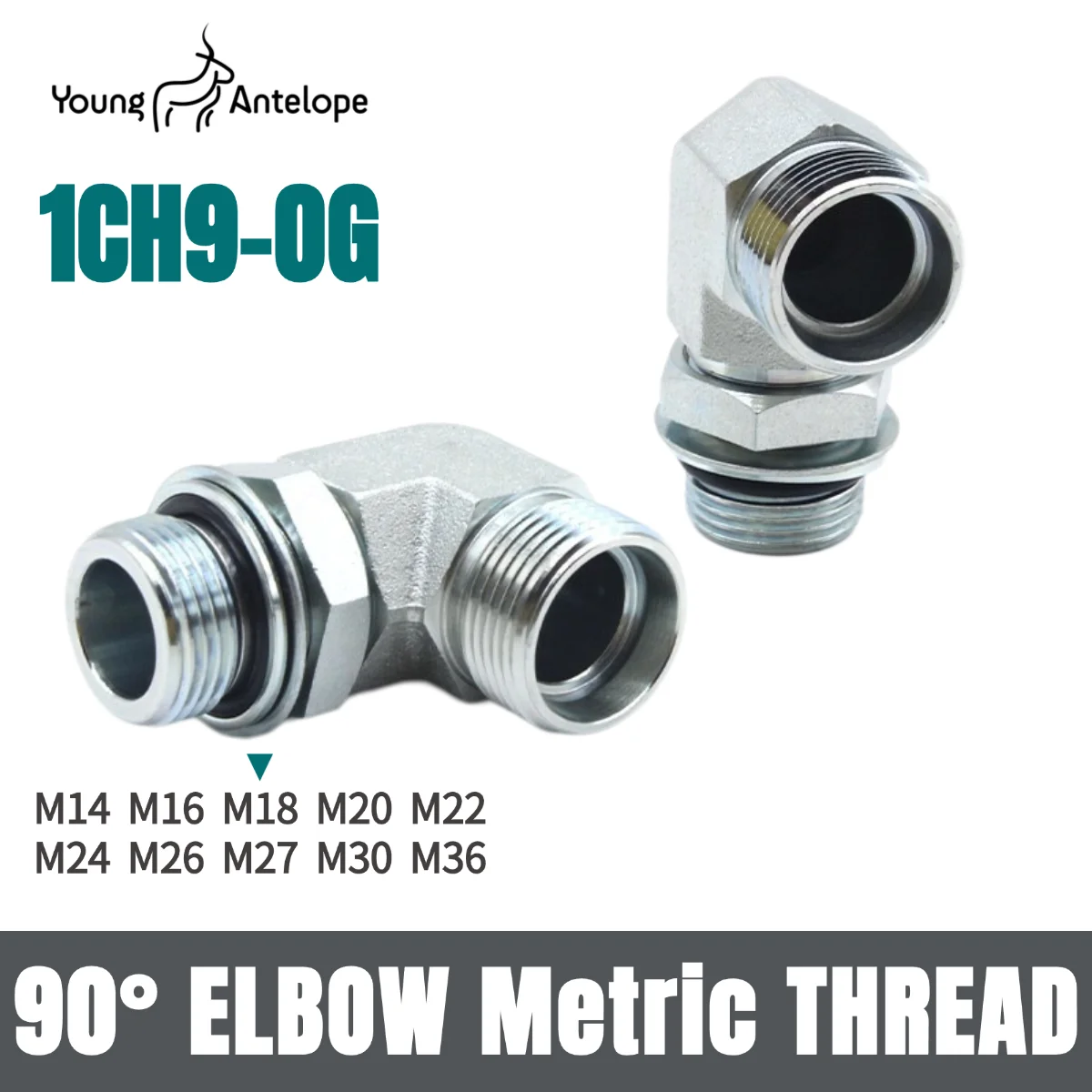 YonghuaStandard 1CH9 Light Hydraulic Adjustable Right Angle Ferrule Transition Fitting 90° Metric Carbon Steel Hydraulic Adapter