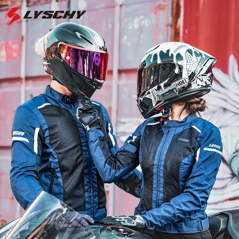 LYSCHY Motorcycle Jacket Summer Mesh Breathable Reflective Motorbike Jacket Men CE Anti-drop Wear-resistant Moto Cycling Jacket