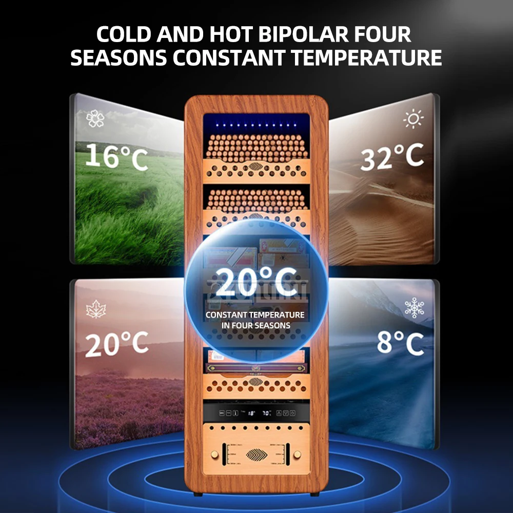 2026 78HC Cigar Cabinet Constant Temperature And Humidity Refrigerator Cedar Wood Shelf Air-cooled Frost-free Compressor Cabinet