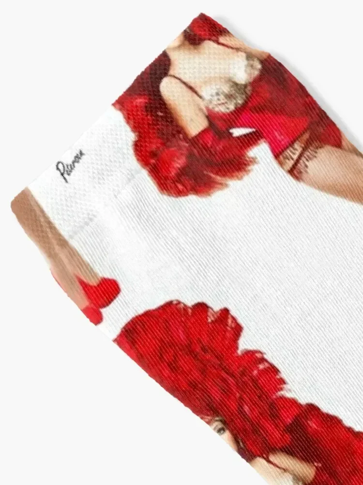 Showgirl with Red Feathers Pinup Socks gym Crossfit Boy Socks Women's