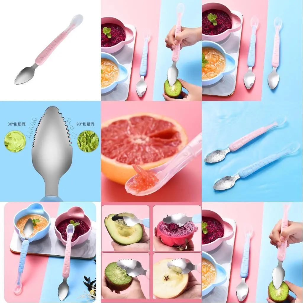 Sendok Bayi Dua Kepala Sendok Makan Makanan Alat Pengikis Haluskan Buah Peralatan Makan Bayi L8RB