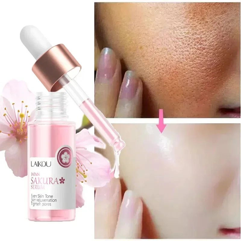 Suero blanqueador de cara Sakura, antienvejecimiento, se desvanece, líneas finas, reafirma los poros, mejora el pigmento de melanina, crema hidratante opaca, ilumina el cuidado de la piel