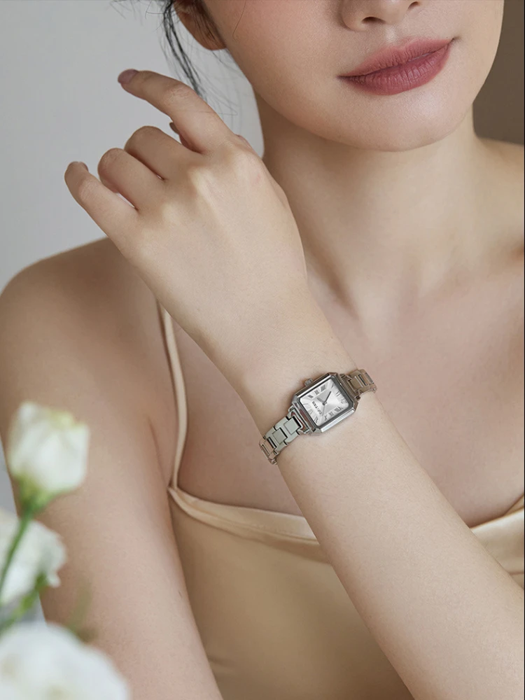 Square Stainless Steel Minimalist Ladies' Watch Roman Numerals Quartz Movement Waterproof Girls Bracelet Women's watch