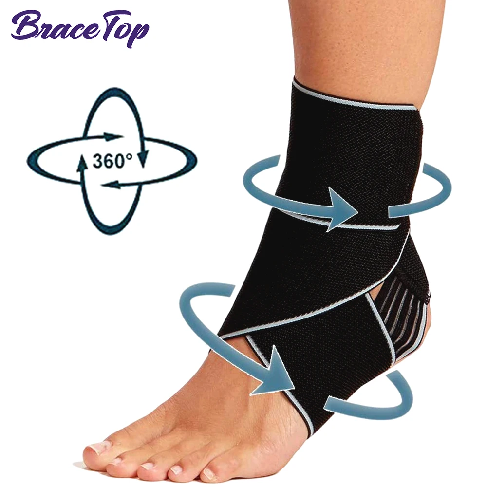 BraceTop 1 PC Breathable Ankle Support Brace Compression Ankle Wrap for Football Basketball Golf Sports Protect, Ankle Sprain