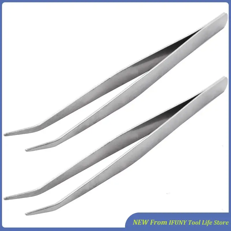 

2X 5,9-дюймовый длинный пинцет серебристого цвета с изогнутым кончиком, щипцы, плоскогубцы, ручной инструмент, новый