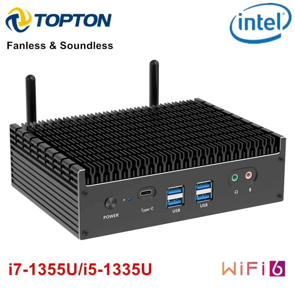 Mini PC Intel Gamer sin ventilador 13th Gen i7 1355U i5 1335U, 2x2,5G LAN, PCIE4.0, DDR4, Tunderbolt 4, eGPU, ordenador de escritorio