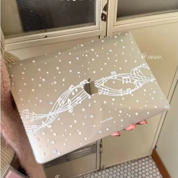 

Musical Notes Glitter Laptop Cover For Macbook Air 13 15inch NEO A3404 M5 M4 A3113 A3241 A2941 A2337 Pro 14 16 M3 M2 M1 Cover