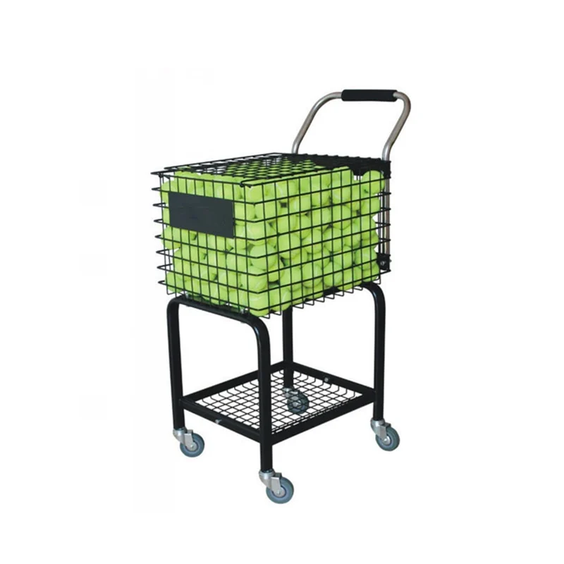 

Large Capacity Tennis Cart 2 Layers Portable Tennis Basket With Wheels