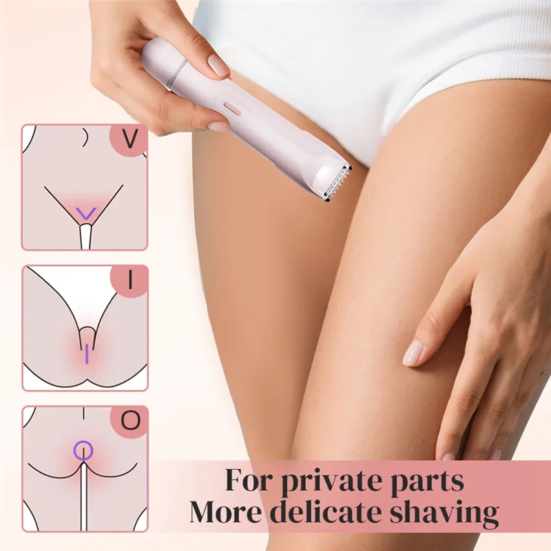 ABUU-Painless, wasserdichter elektrischer Bikini-Rasierer für Damen, doppelköpfiger Ganzkörper-Genitalrasierer, elektrischer Trimmer