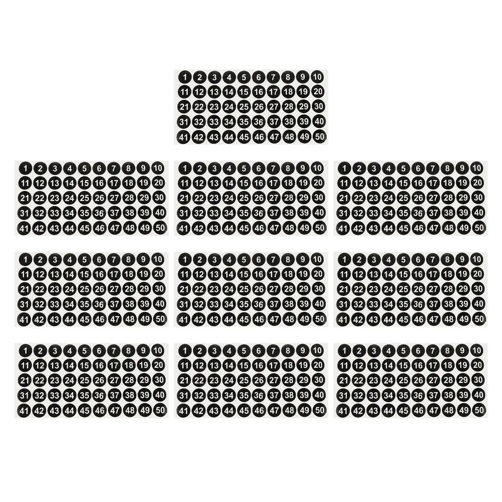 

10 листов круглых наклеек-этикеток с номерами, прозрачные, водонепроницаемые, для организации хранения в классах и офисах