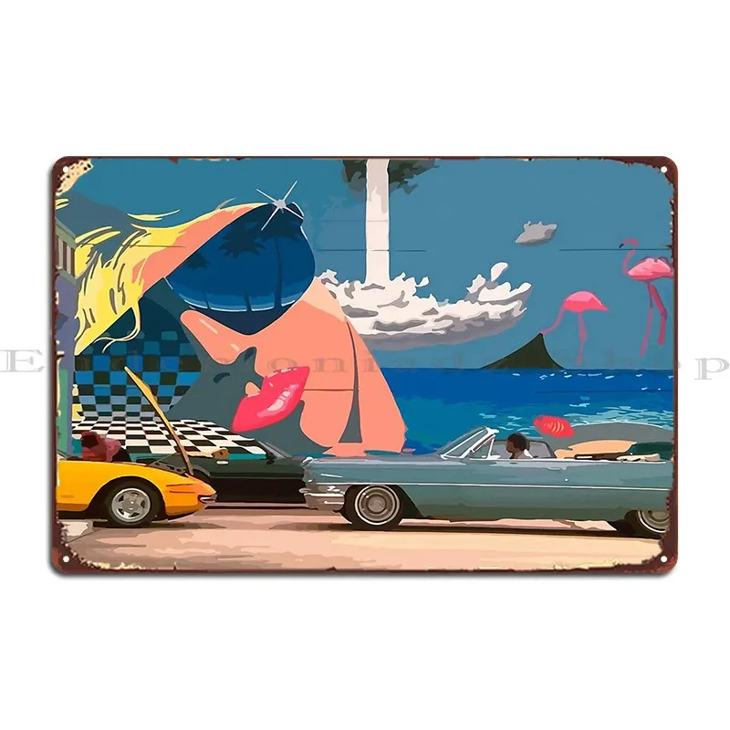 Miami Vice Retro Metal Plaque Custom Club Bar Designing Classic Bar Cave Tin Sign Poster