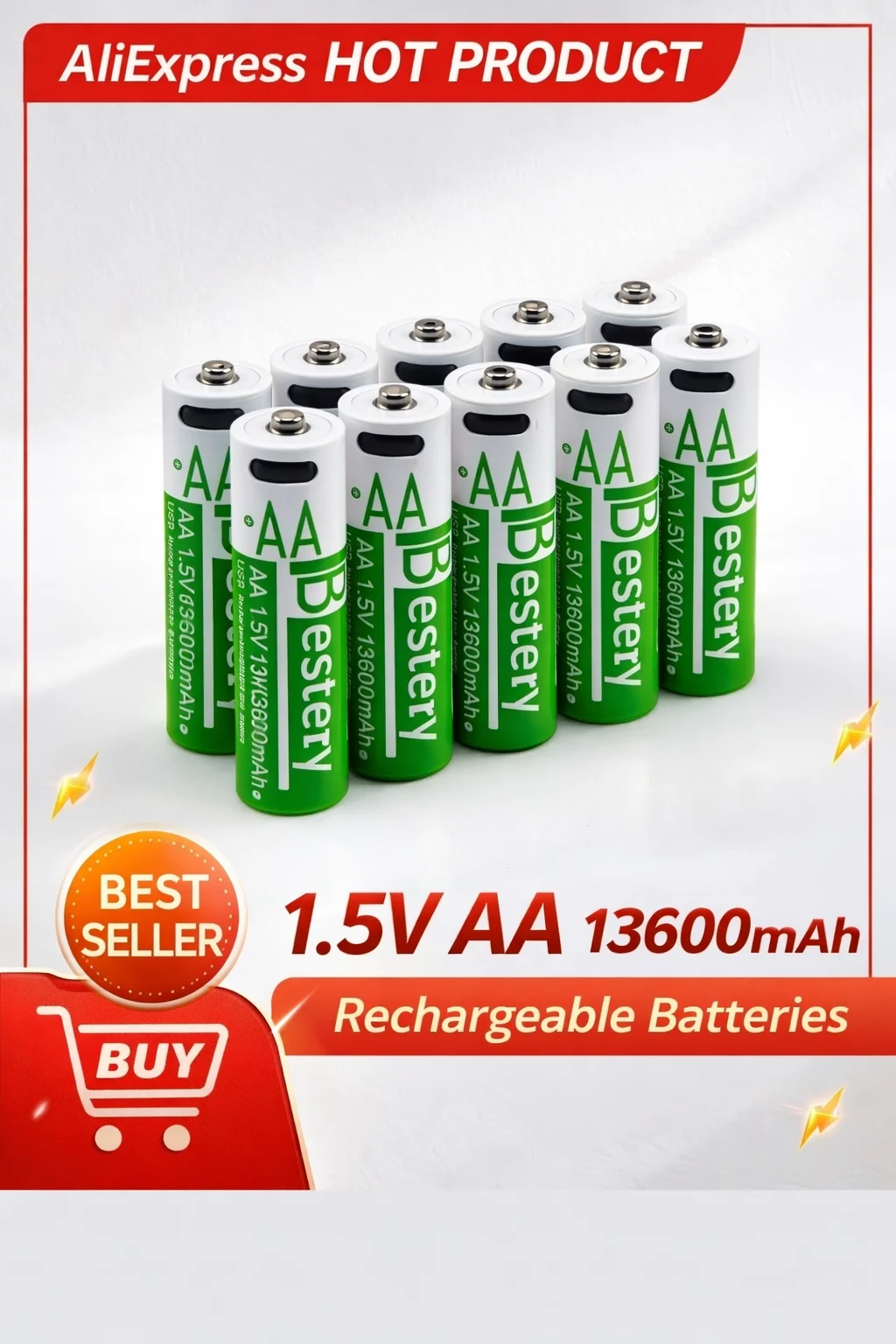 Hot selling AA 1.5V Constant Voltage, High Capacity ,Long Cycle  USB-C Rechargeable BAT for Camera/Controller/Toys/Device