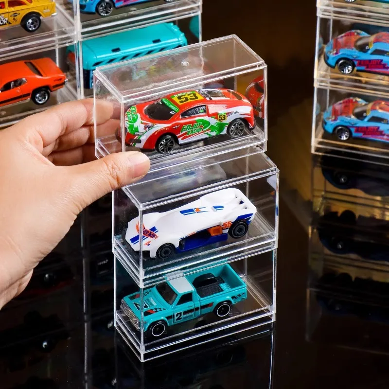 

Hot Wheel Display Case, Transparent Acrylic Dustproof Stackable Collection Box, Alloy Car Model Multi Meika Storage Box