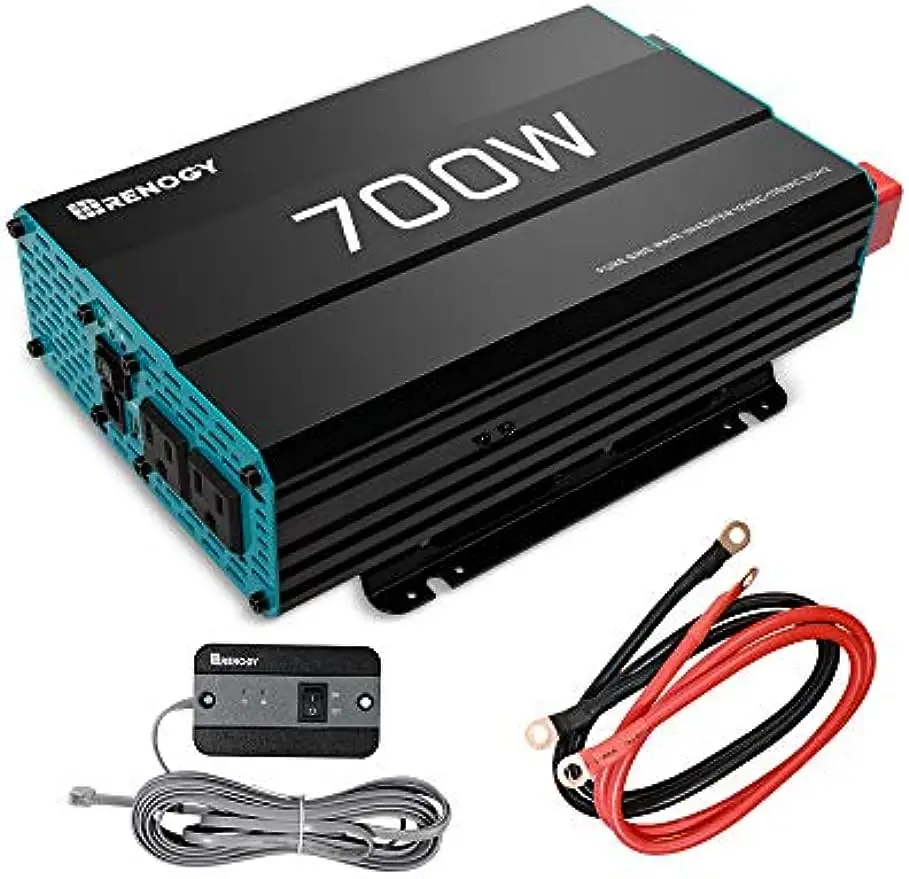 Renogy 700W Pure Sine Wave Inverter 12V DC to 120V AC Converter for Home, RV, Truck, 12V to 110V with Built-in 5V/2.1A USB Port