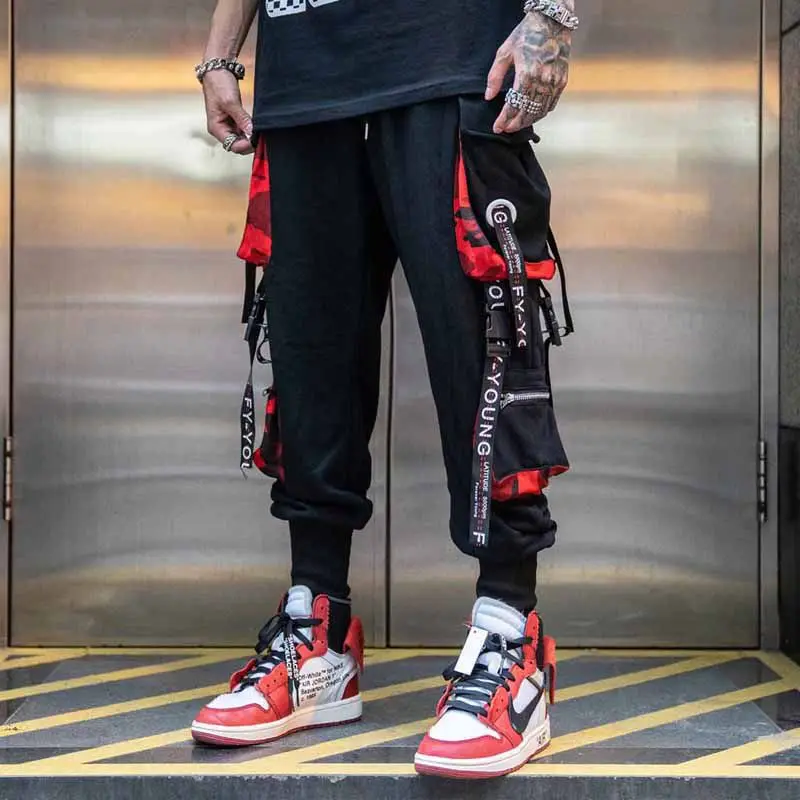 Fashion Men Cargo Pants y2k Techwear Streetwear Harajuku High street Hip Hop Jogging Male Trousers Sports Patchwork Clothing