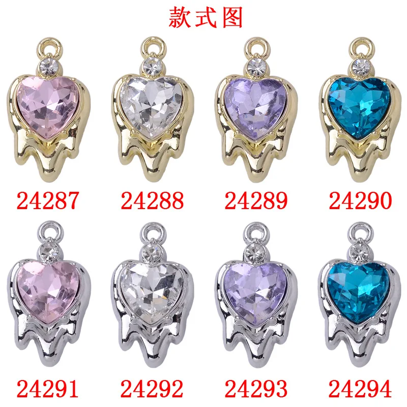 Light luxury texture love crystal rose pendant DIY handmade earrings necklace material alloy jewelry accessories