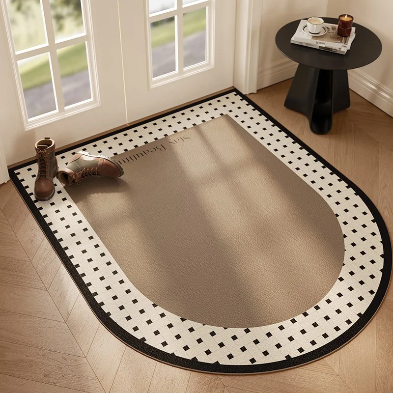 Entrance door mat non-slip dirt-resistant wash-free mats spring minimalist semi-circular porch carpet welcoming home decor rug