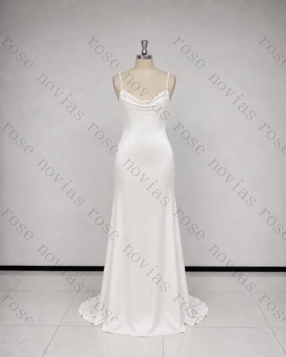 Customized Strapless Pearl Suspender Satin Wedding Dresses 2026 New White Sleeveless Backless Mermaid Bridal Gown Minimalism