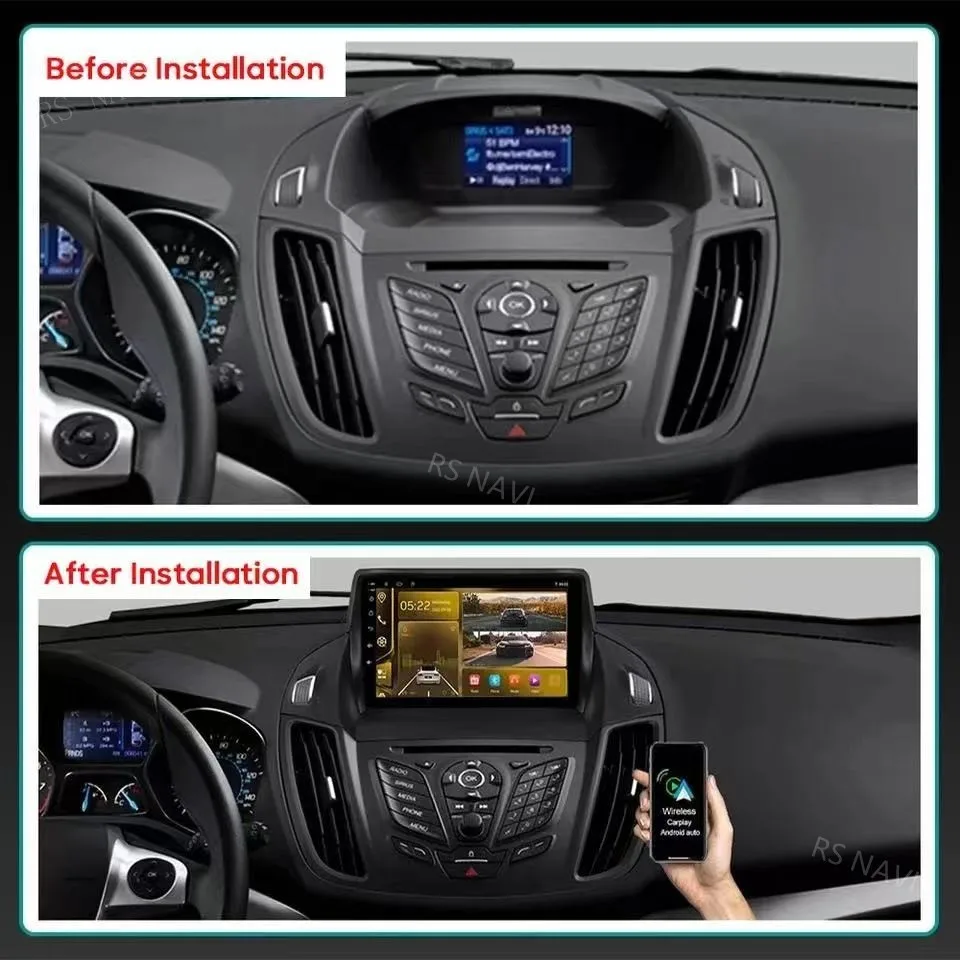 Android 14 wifi+4G Carplay Car Radio For Ford Kuga 2 Escape 3 2012 - 2019 Navigation GPS Video Player Stereo Multimedia DVD DSP