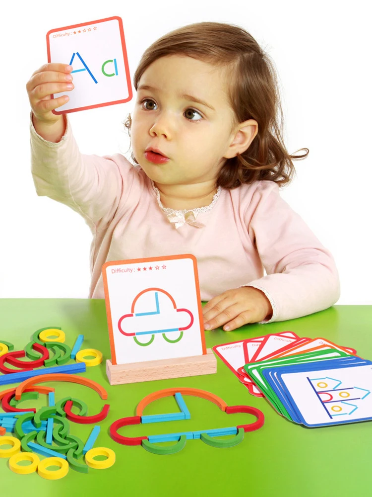 Stokken en ringen Houten speelgoed Montessori Vroege kinderjaren Educatieve puzzel Intelligentiespel Cadeau voor kinderen