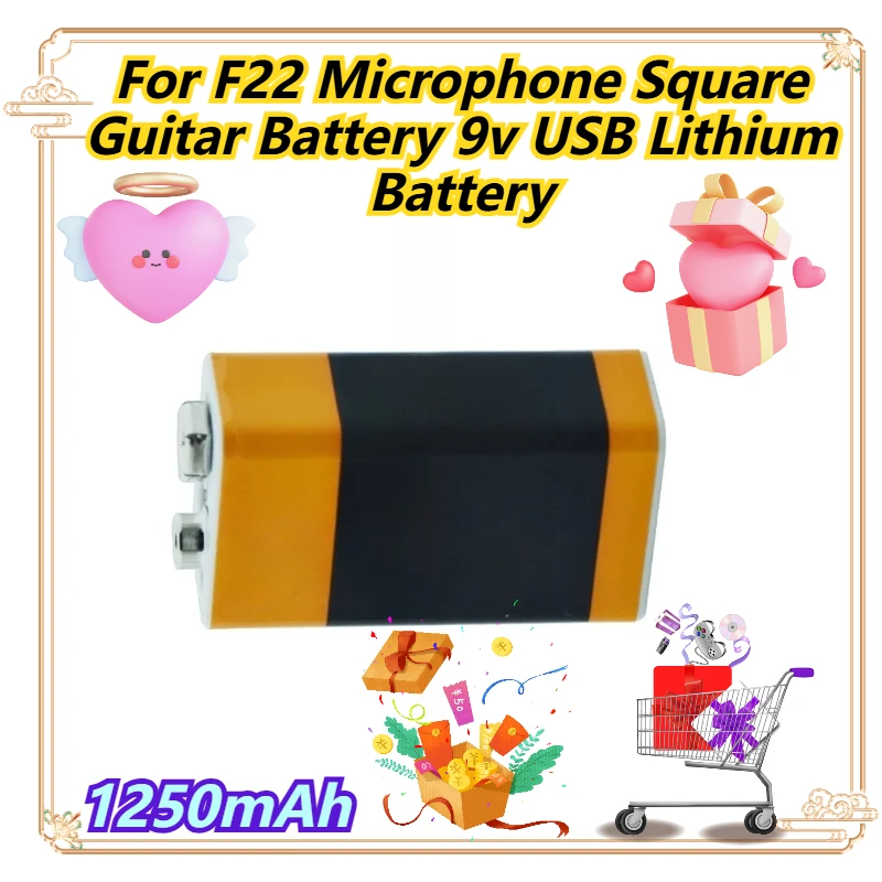 

1250mAh For F22 Microphone Square Guitar Battery 9v USB Lithium Battery