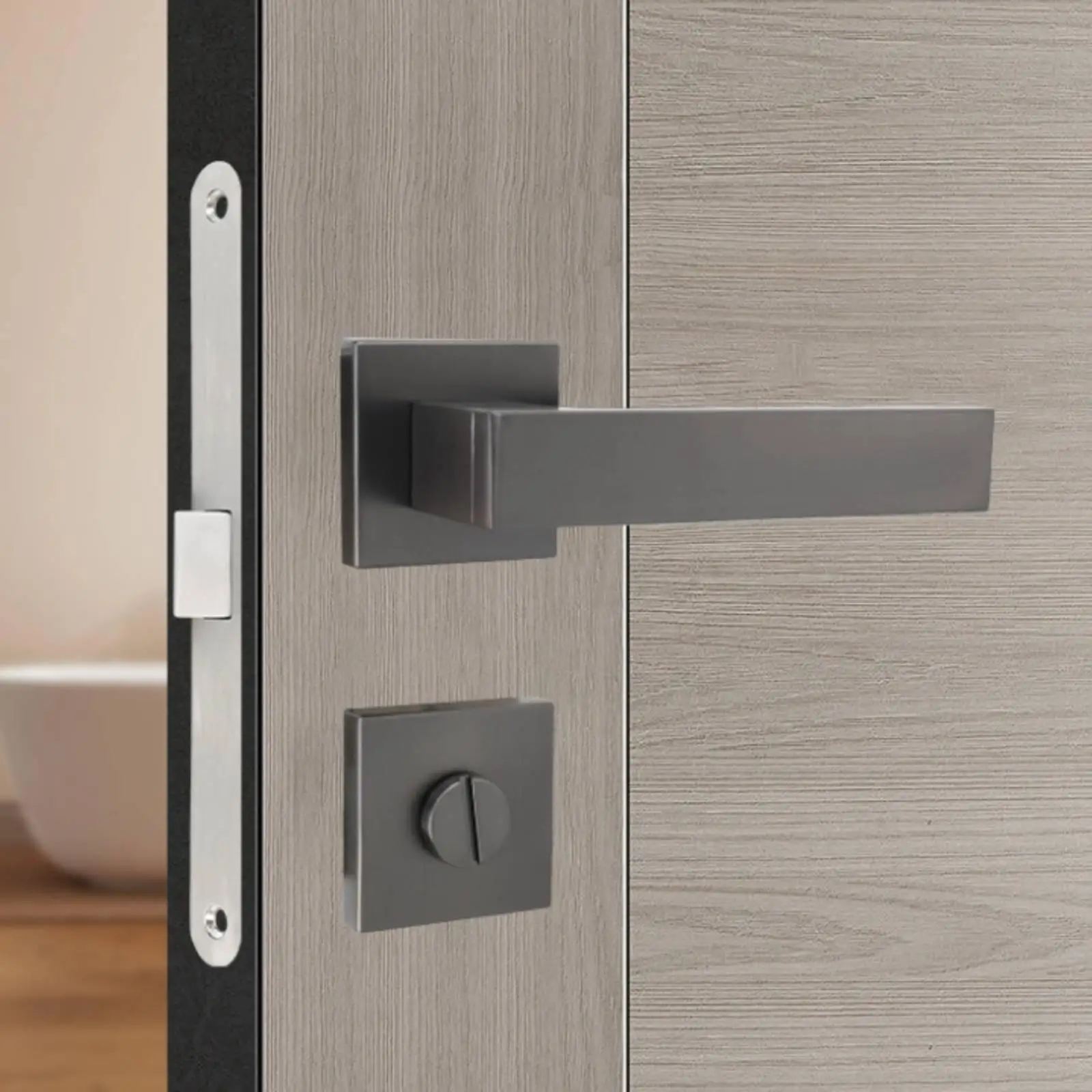 Silent Door Lock Square Electromagnetic Door Lock Minimalist for Bathroom