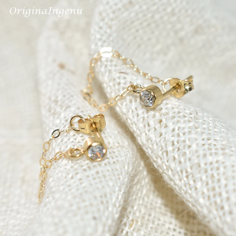 Gold Filled Chain Earrings Gold Wrap Earrings Handmade Korean Jewelry  Brincos Minimalism Pendientes Earrings for Women