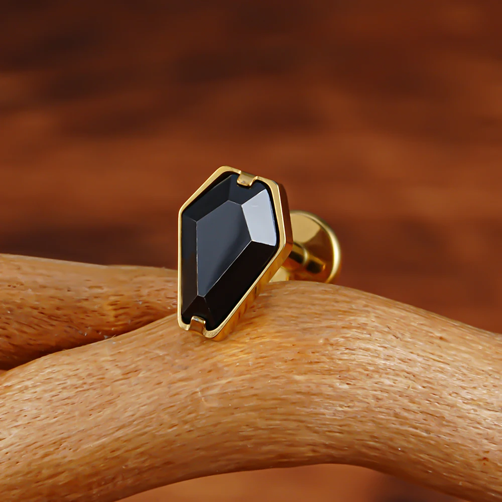 الحق جراند ASTM F136 التيتانيوم 16 جرام نعش على شكل تشيكوسلوفاكيا Labret الزنمة مونرو الغضروف محارة اللولب قرط الاذن المرصع ثقب مسطح