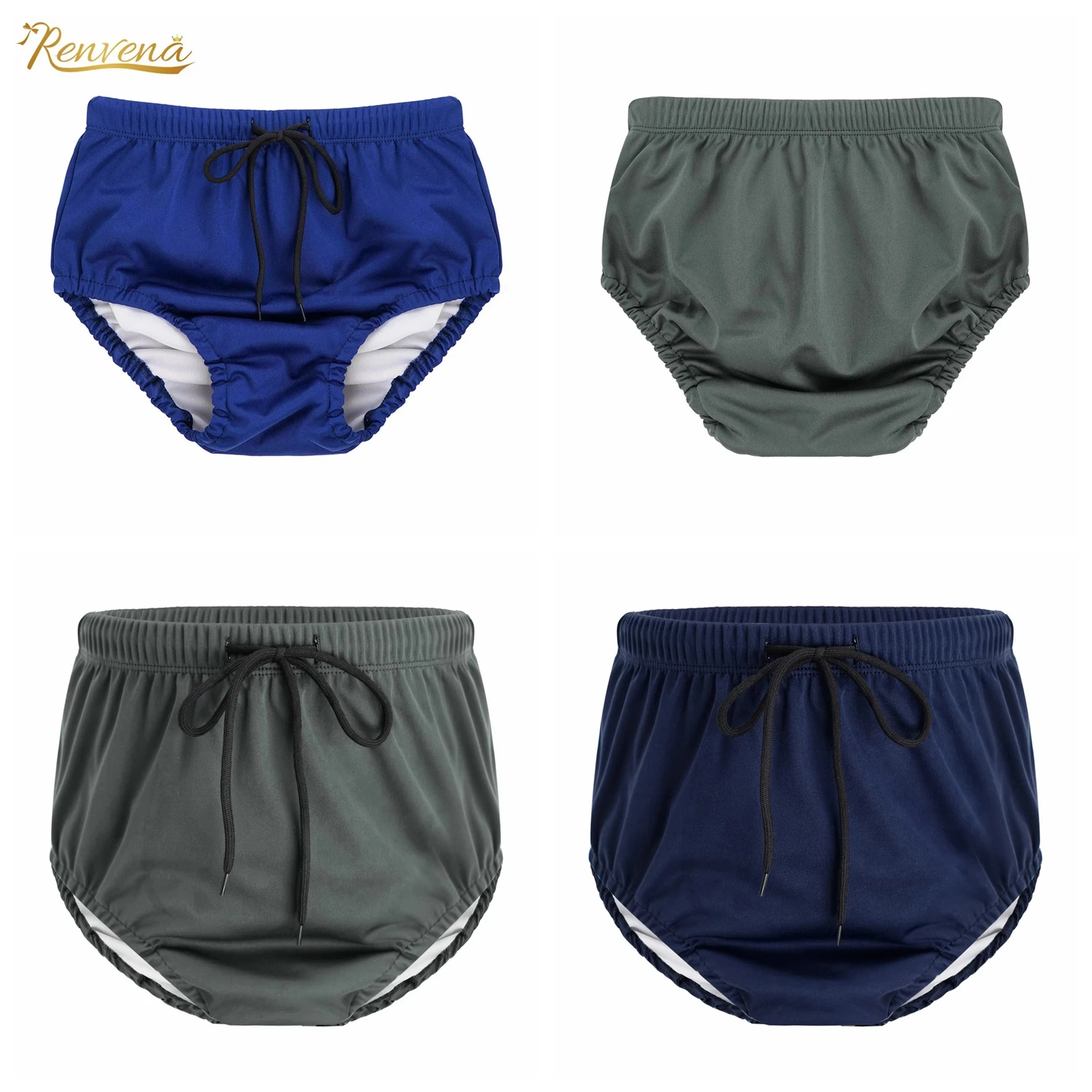 Kids Boys Girls Reusable Drawstring Elastic Waistband Swim Diaper Cover Panties Briefs Special Needs Clothing Swimwear Washable
