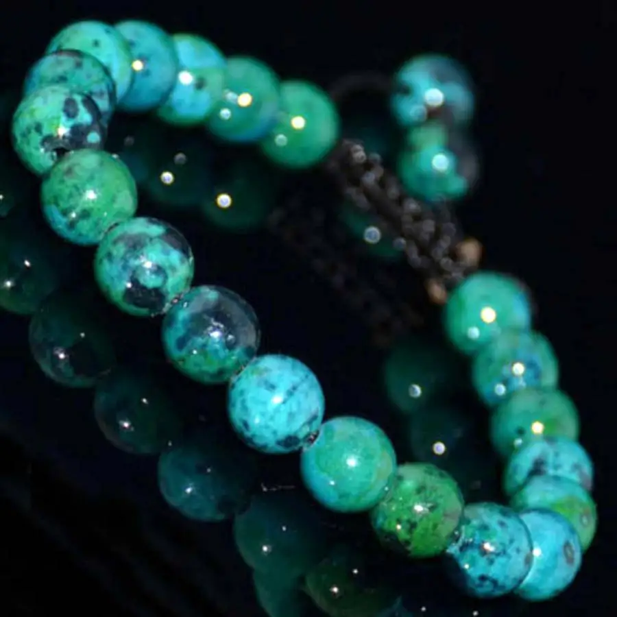 8mm Genuine African Turquoise Bead Bracelet Elastic Wristband Healing Crystal Jewelry