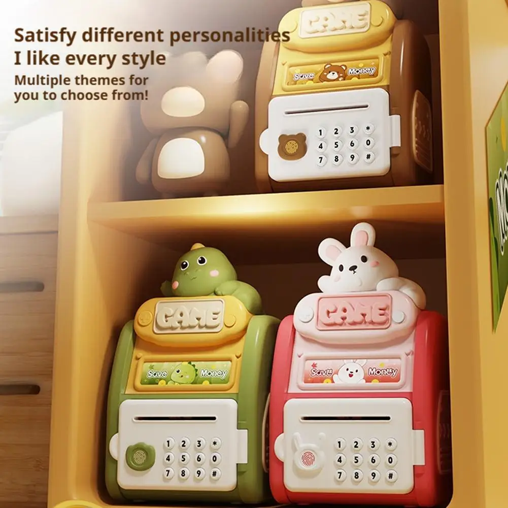 Machine ATM simulée pour enfants, coffre-fort, banque d'argent, mot de passe par empreinte digitale, cadeau d'anniversaire pour garçons et filles