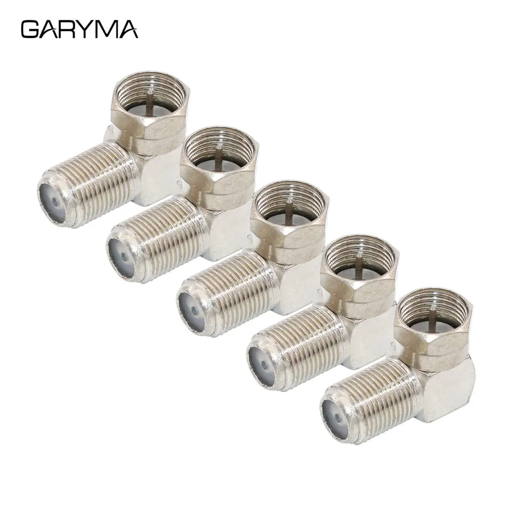 5Pcs F Male To F Female Plugs Right Angle 90 Degree TV Aerial Cable RF Coaxial Connector Adapter