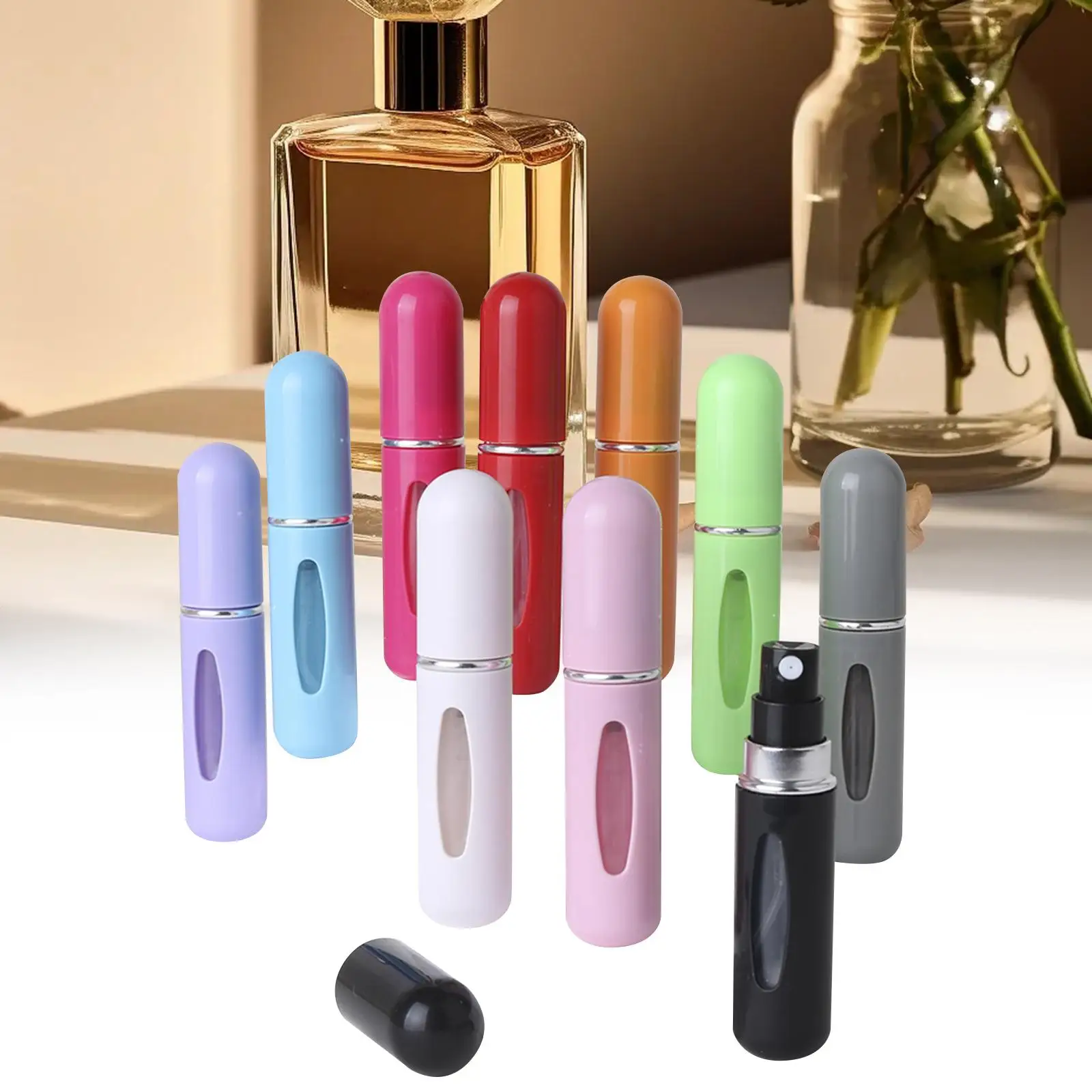 10Pcs 5ml Refillable Perfume Bottle Travel Essentials Travel Size for Aftershave Cologne Perfume Makeup Remover Essential Oils