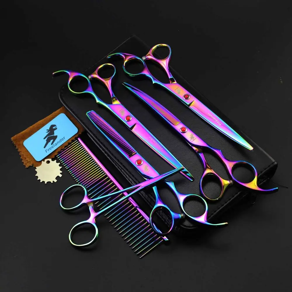 

Freelander 7 Inch Professional Pet Scissors for Dog Grooming High Quality Straight & Thinning & Curved Scissors