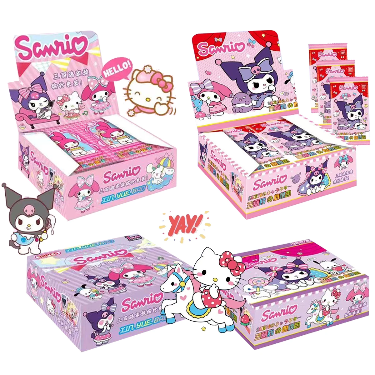 Kawaii hallo kitty sanrio karten anime kuromi cinna moroll melodie 32 bag/box cartoon spielzeug handel booster spiel sammlung karte geschenk