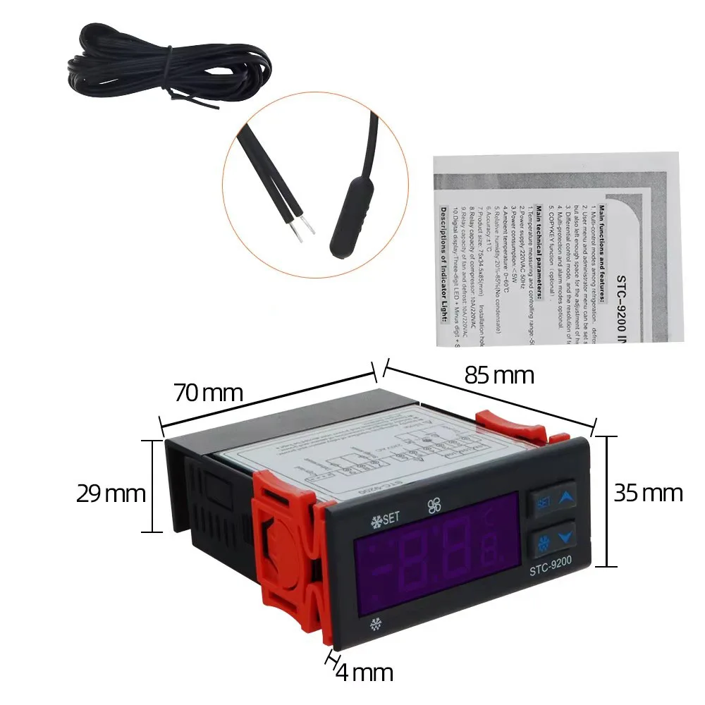 Digital Temperature Controller STC-9200 Two Relay Output Thermostat Regulator With Refrigeration Defrost Fan Alarm Function view 6