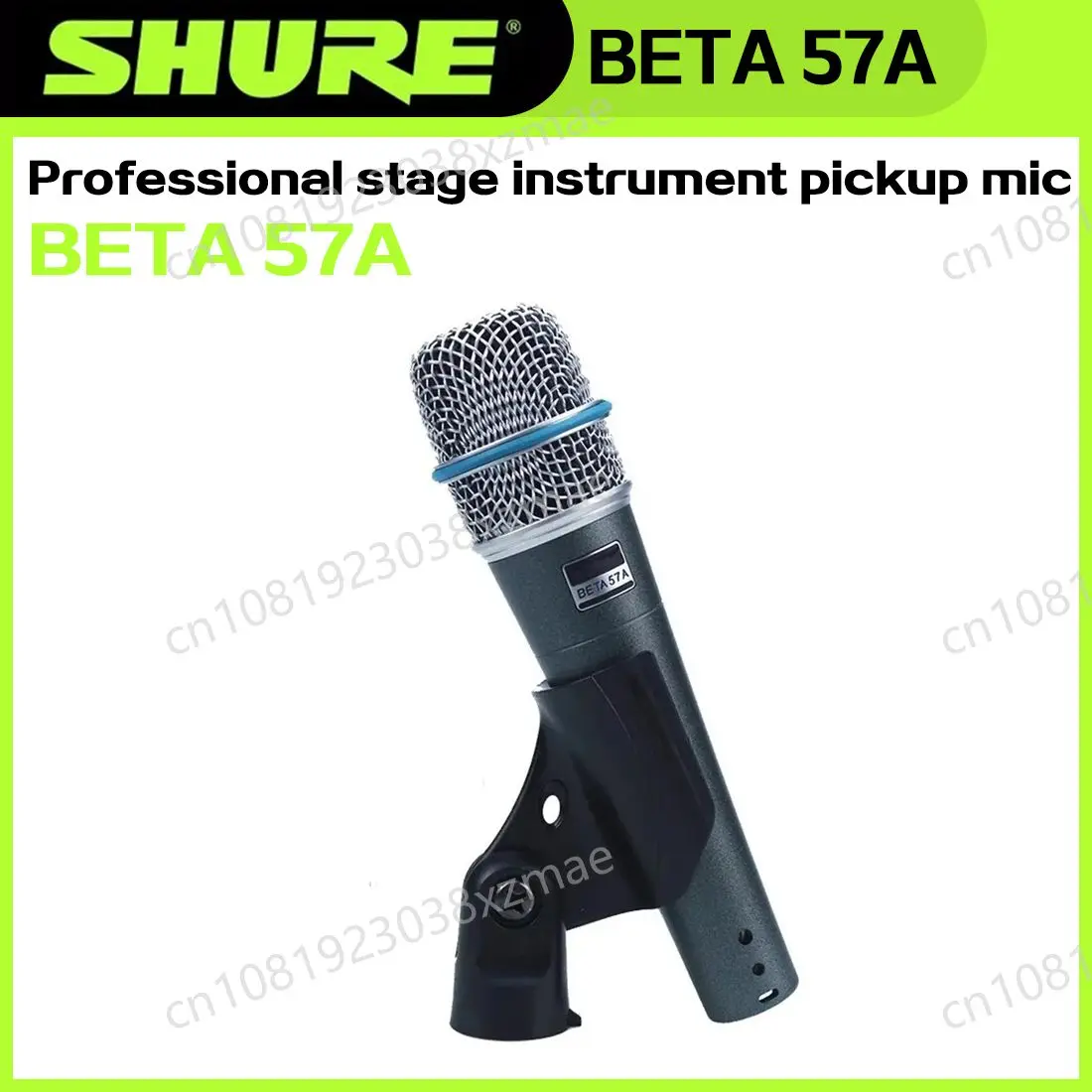 Micrófono con Cable SHURE BETA 57A, Dinámico, Cardioide, para Estudio, Grabación en Casa, Micrófono de Mano para Karaoke, Música, Actuaciones en Escenario, Micrófono en Vivo