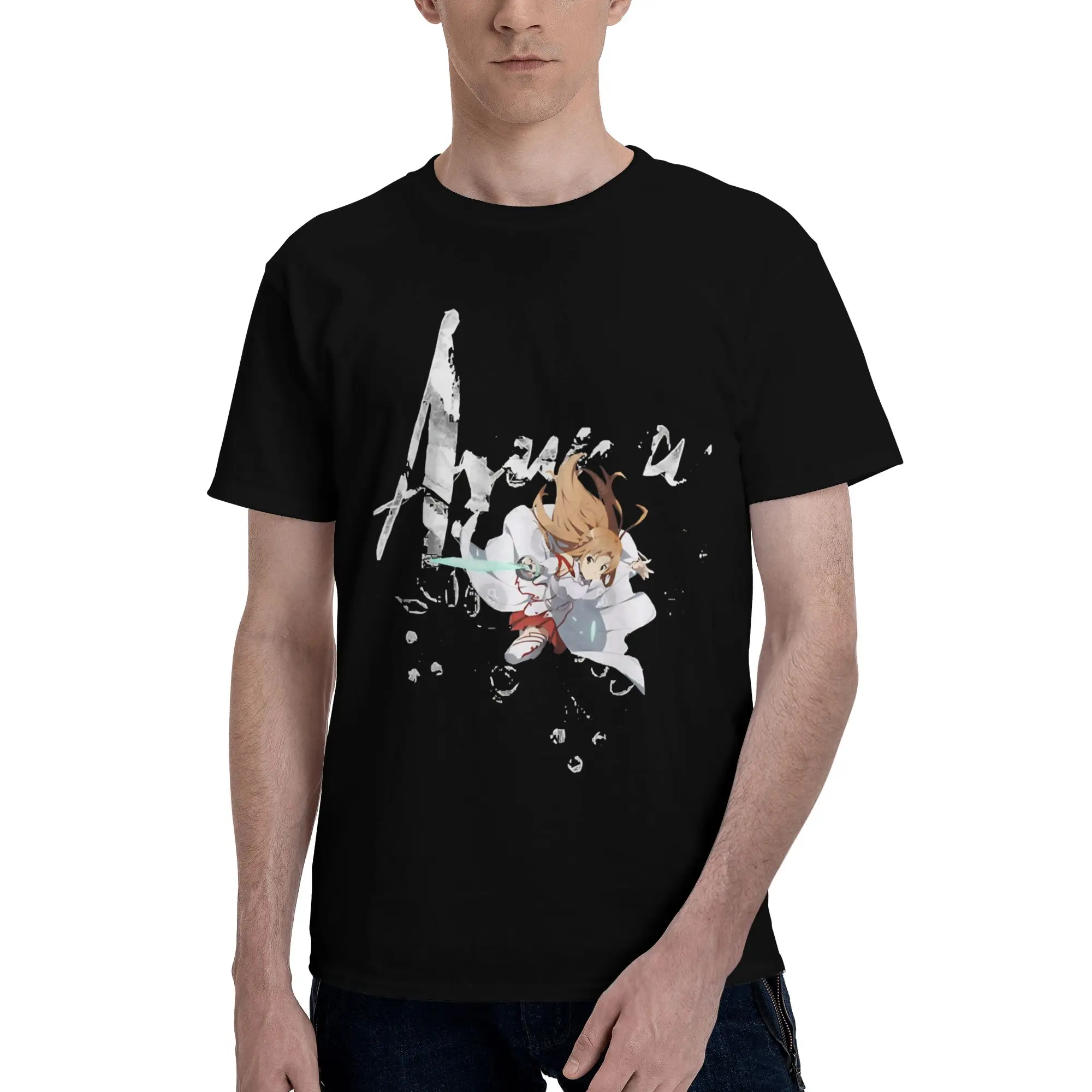 Asuna  Classic  Funny 100% Cotton T-Shirt Bandai SAO Tops Tees For Men
