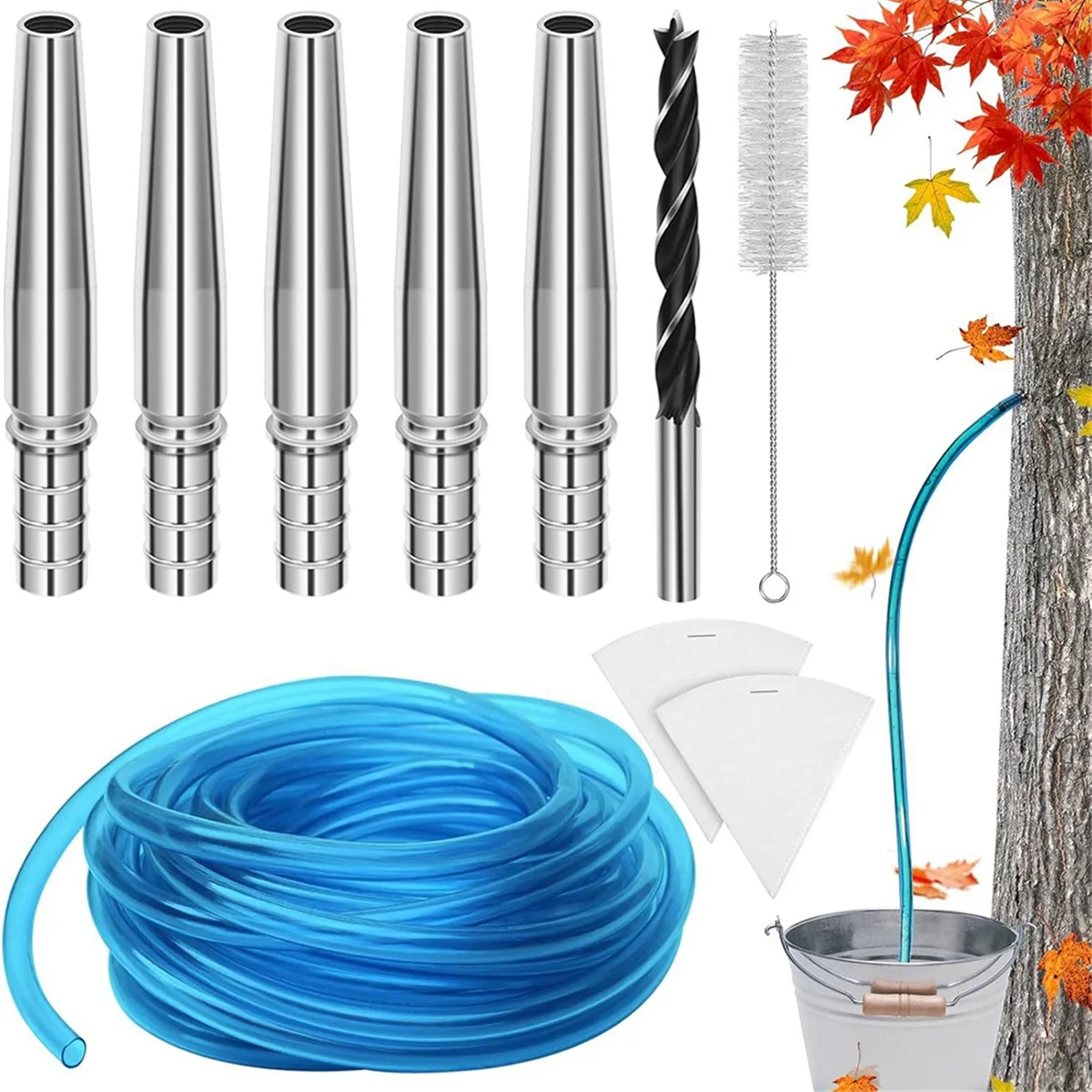 ABJZ 5 قطعة الفولاذ المقاوم للصدأ القيقب صنبور نصائح شراب القيقب التنصت عدة شراب القيقب الاصطناعية تصفية مابل شراب مجموعة مرشحات