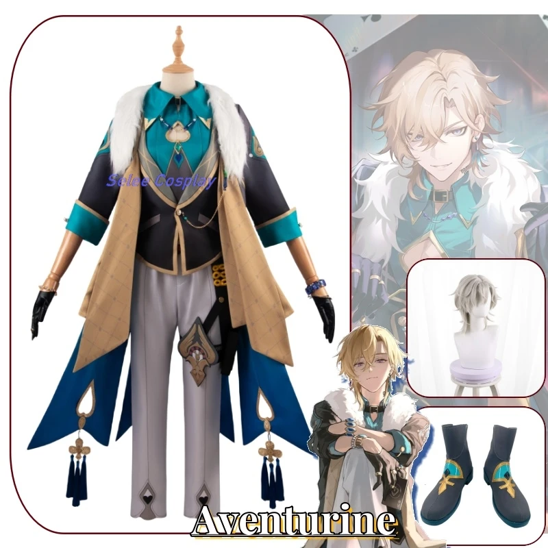 

Aventurine Anime Game Honkai: Star Rail Cosplay Costume Clothes Shoes Wig Uniform Cosplay Interastral Peace Corporation Set