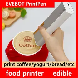 EVEBOT Inkjet Printer Metal Housing Easy to Removal Cartridges Portable Printpen DIY Custom HD Printing Edible Coffee Pattern