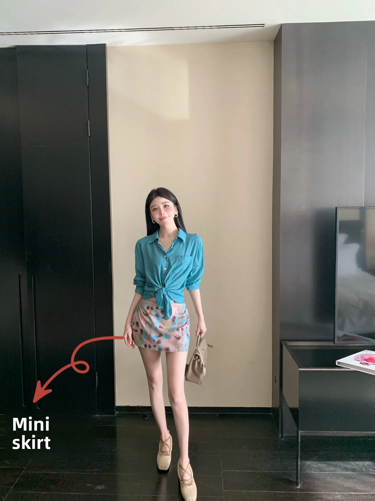 

High Waist Short Printed Skirt Pants Anti-Light Walking Versatile Half Body Skirt for Women Sweet Style Skin-Friendly Breathable