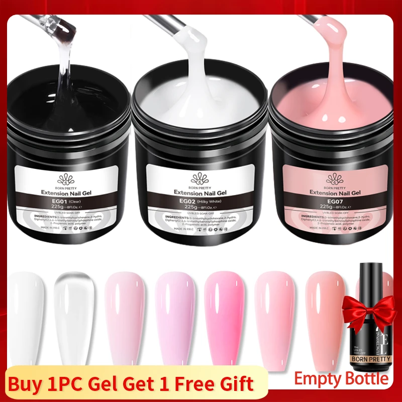 

BORN PRETTY 225g Clear Gel Nail Polish For Nail Extension Milky White Quick Buliding Constructor Gel Self Leveling Manicure