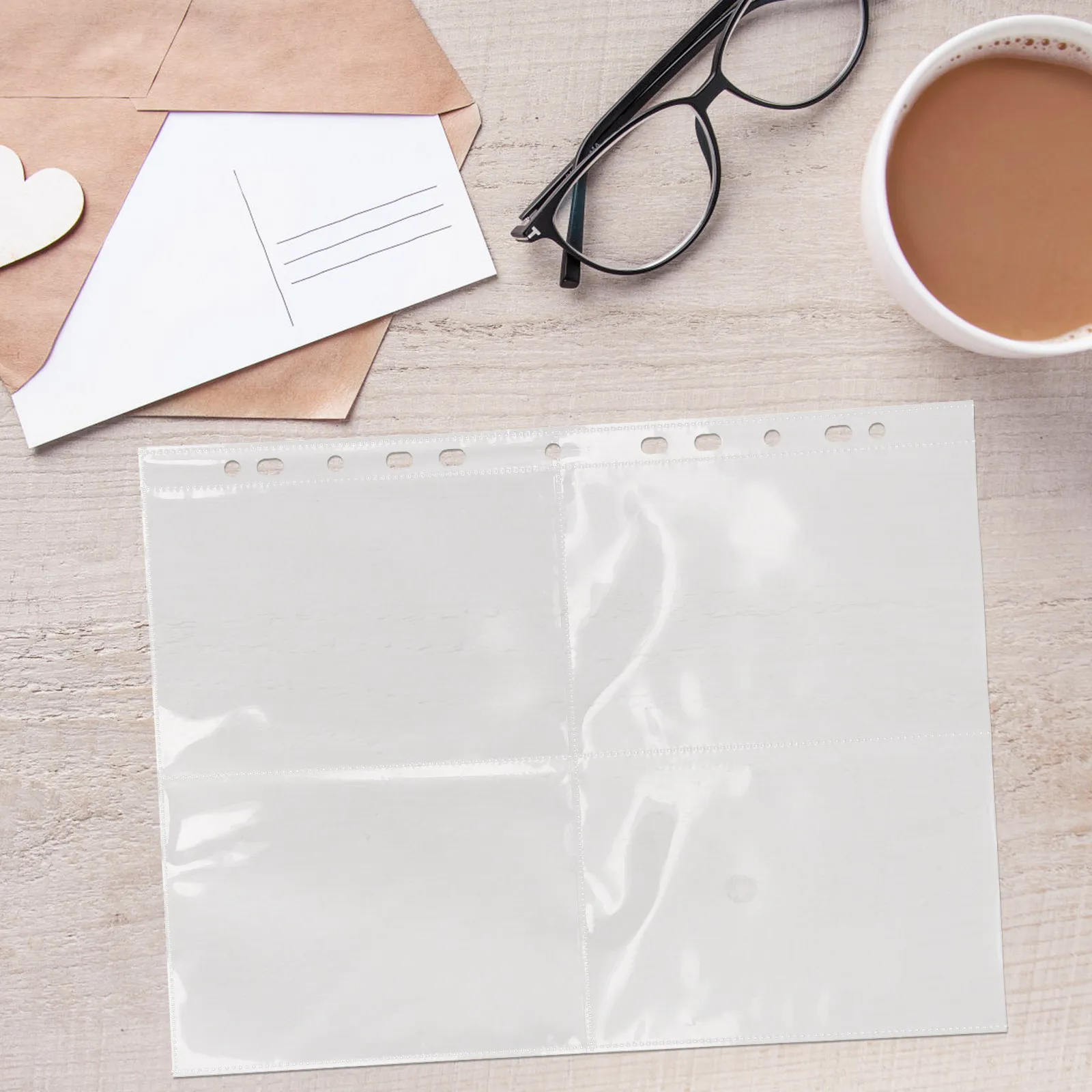 

30Pcs A4 Photo Card Binder Pages Clear Double-Sided 4-Pocket Sleeves for Cards Postcards Mini Cards Trading Game