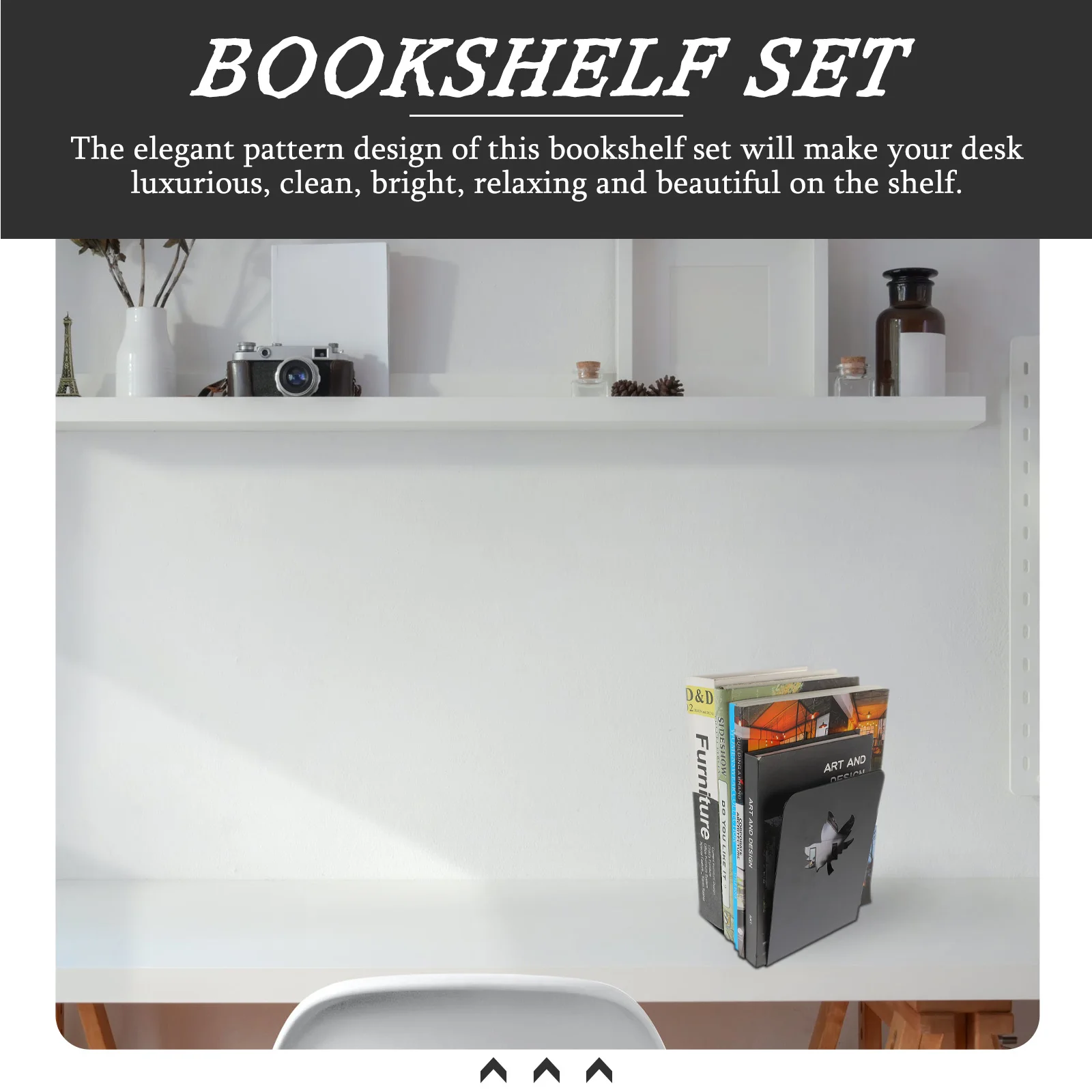 

2 Pcs Desk Book Stand Metal Bookend Creative Desktop Holder Small Decorative Organizer