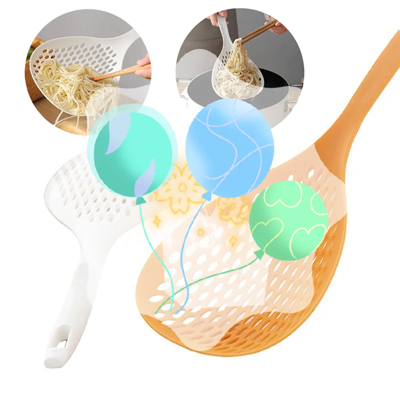 النمط الياباني المعكرونة مصفاة أواني الطبخ ملاعق الفاكهة للمطبخ تجفيف غربال الغذاء مقبض طويل صافي ملعقة