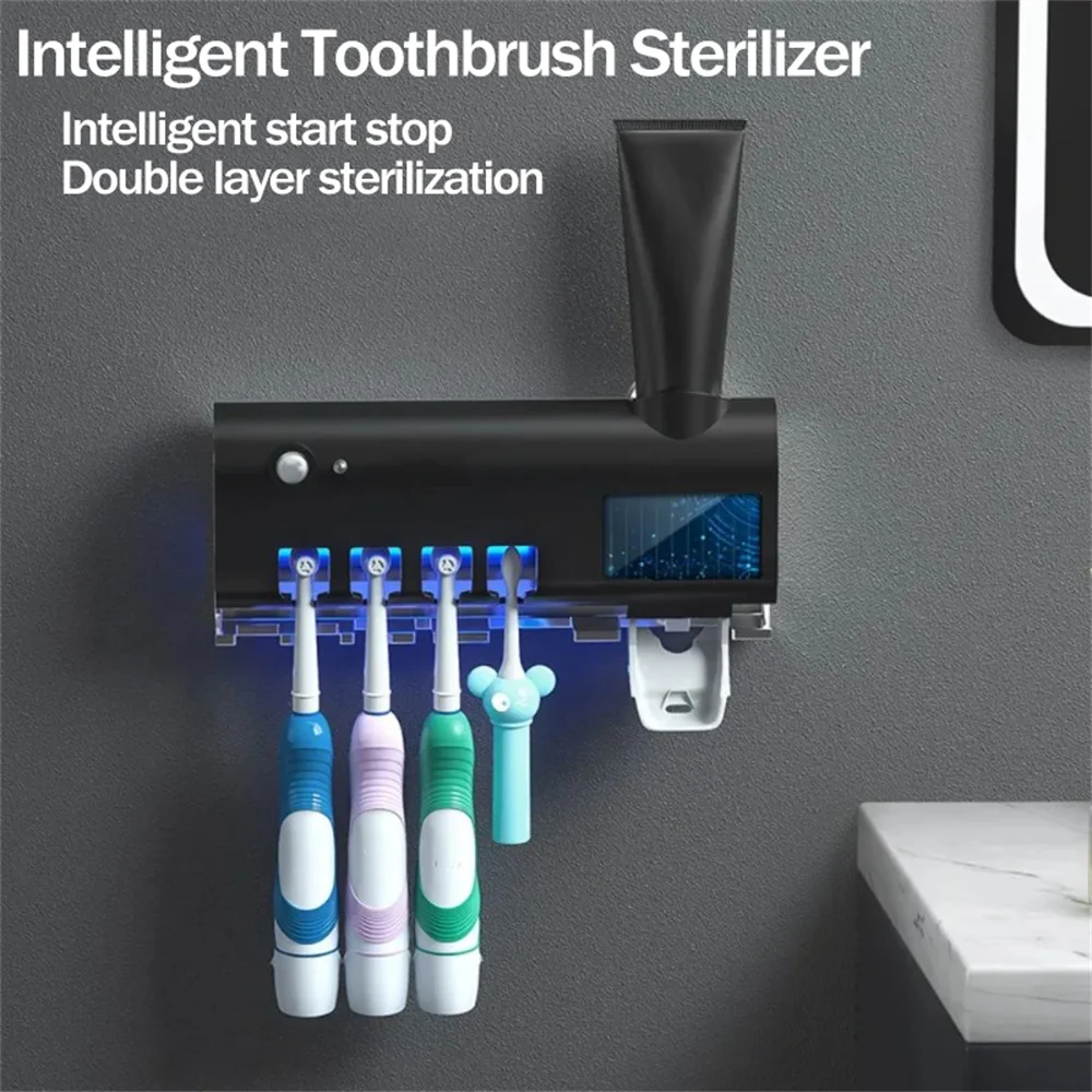 Toothbrush Holder Automatic Toothpaste Dispenser Set Dustproof Sticky Suction Wall Mounted Toothpaste Squeezer For Bathroom