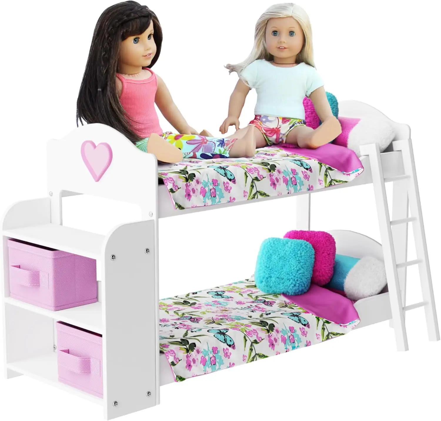 

Doll Bunk Bed for 18 Inch Dolls 23 Piece Set Complete with Linens, Pajamas, and Shelves, FitsGirl Doll…