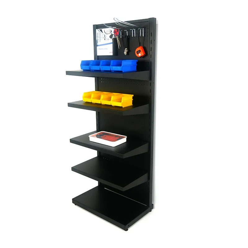 The Factory Price Fruit Store Pegboard Shelf Rack Pegboaed Metal Display Storage Standing Shelf with Hook and Pedboard